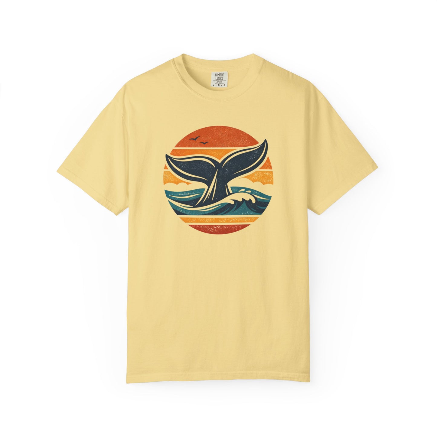 Whale Tail Sunset Graphic T-Shirt - Retro Vintage Style Summer Tee