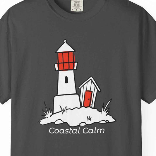 Coastal Calm Lighthouse Graphic T-Shirt - Summer Beach Life Tee