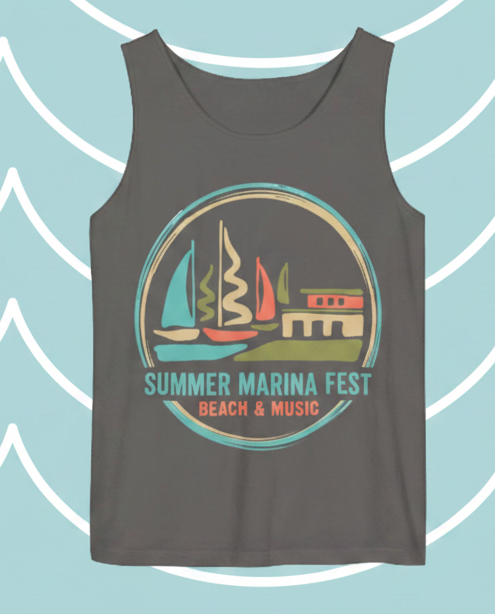 Dark Tank Front - Light Blue Wave BG