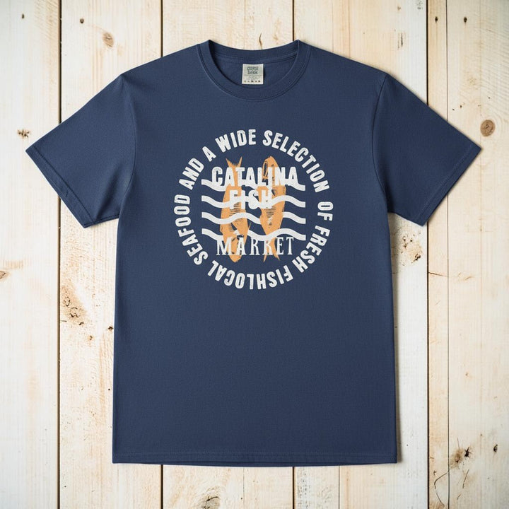 Catalina Fish Market Select Graphic Tee — China Blue on Colorful Driftwood