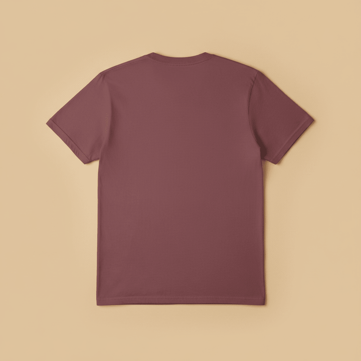 Catalina Fish Market Tee in Mauve/Berry — plain back, warm sand studio background