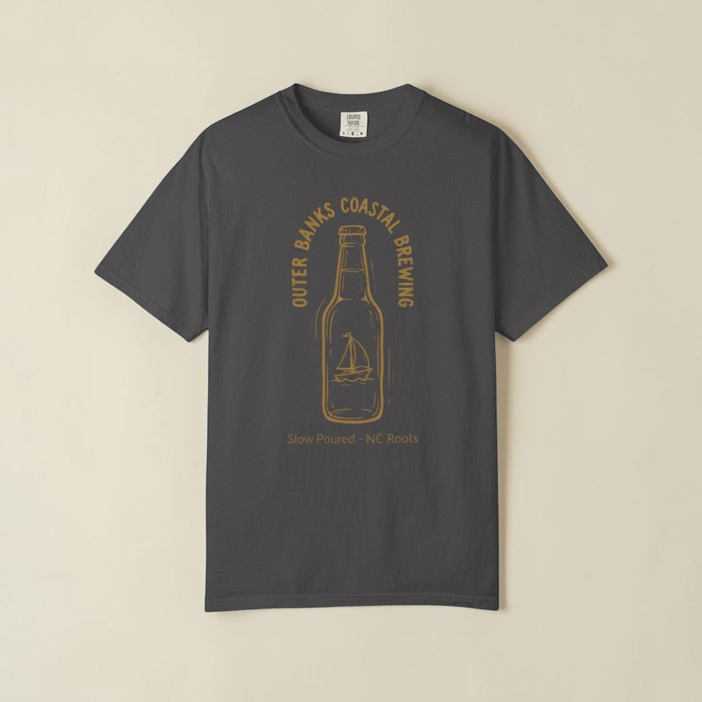 Coastal Brewing Bottle Graphic Tee — Graphite on Colorful Driftwood