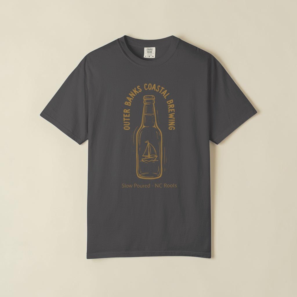 Coastal Brewing Bottle Graphic Tee — Graphite on Colorful Driftwood