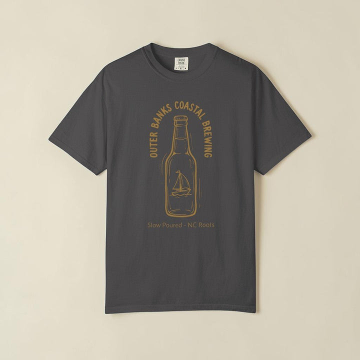 Coastal Brewing Bottle Graphic Tee — Graphite on Colorful Driftwood