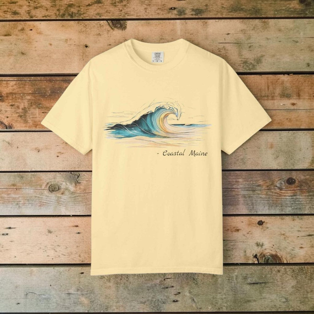 Coastal Maine Wave T-Shirt, 100% Ring-Spun Garment-Dyed Cotton