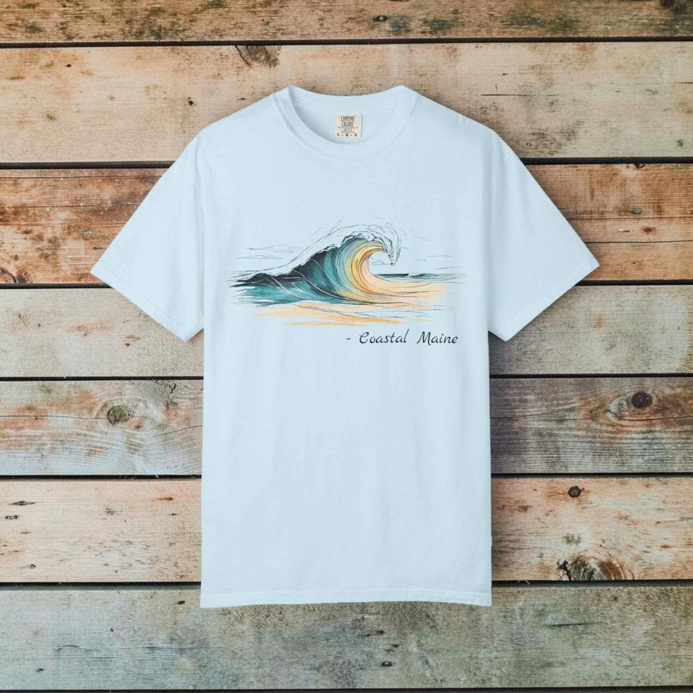 Coastal Maine Wave T-Shirt, 100% Ring-Spun Garment-Dyed Cotton