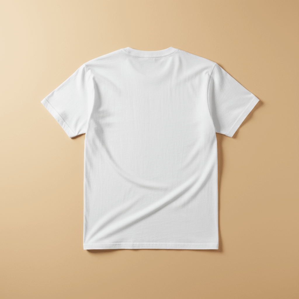 Westcoast Coastal Vibes Tee in White — plain back, warm sand studio background