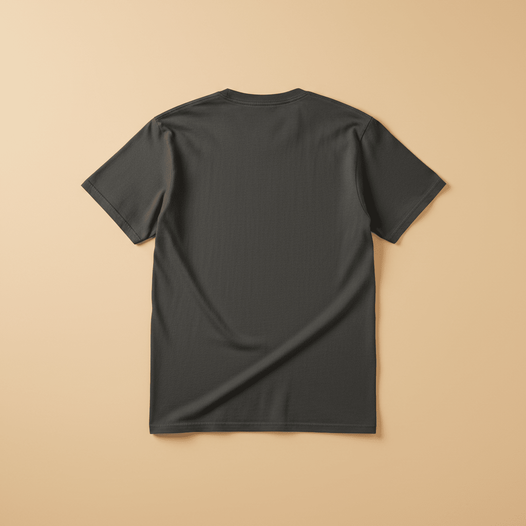 Westcoast Coastal Vibes Tee in Pepper/Charcoal — plain back, warm sand studio background