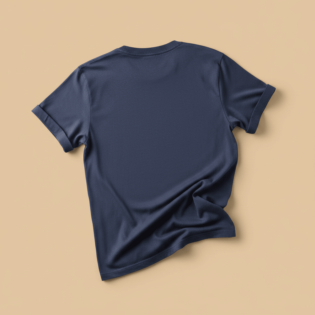 East Coast Tee in China Blue — plain back, warm sand studio background