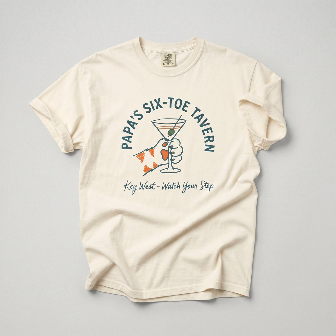 FIVE TIDES APPAREL ivory garment-dyed cotton t-shirt featuring a Papa&