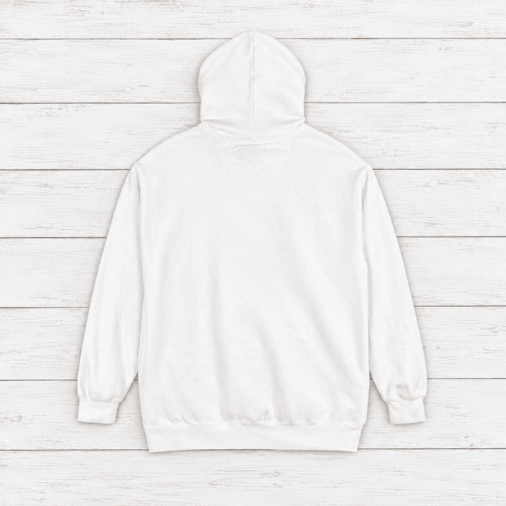Chesapeake Crab House hoodie flat lay on whitewashed boards