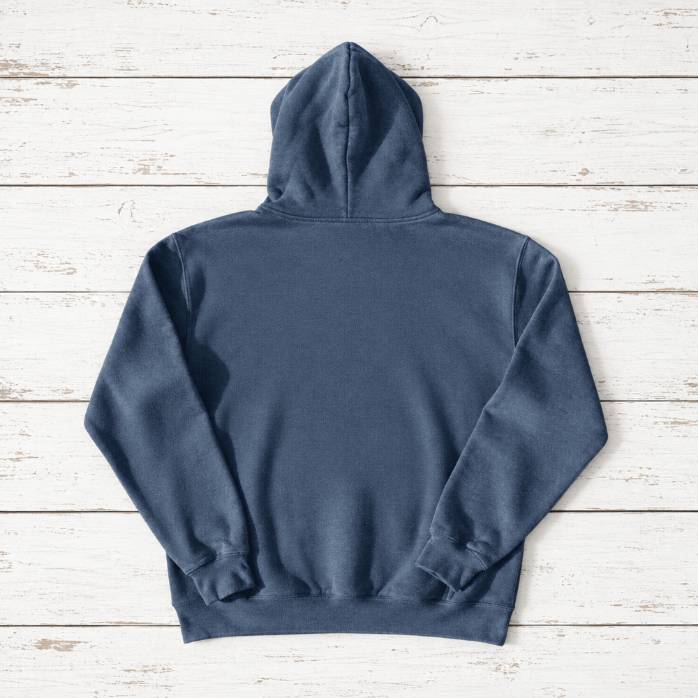 Coastal Lighthouse hoodie flat lay, view 2 — vintage nautical graphic pullover by Five Tides Apparel