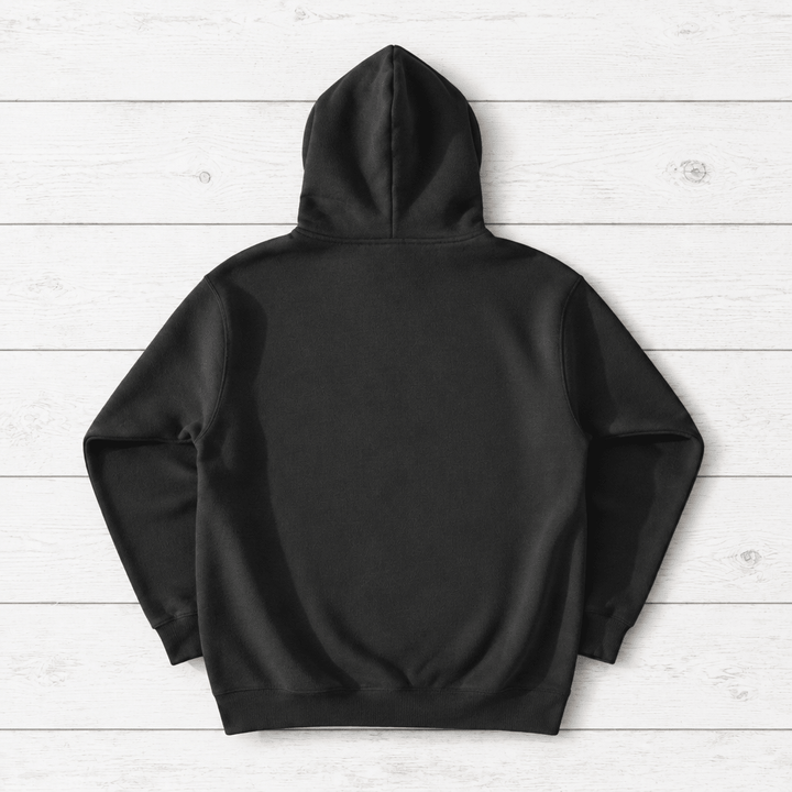 Pepper Fish hoodie back flat lay on whitewashed boards
