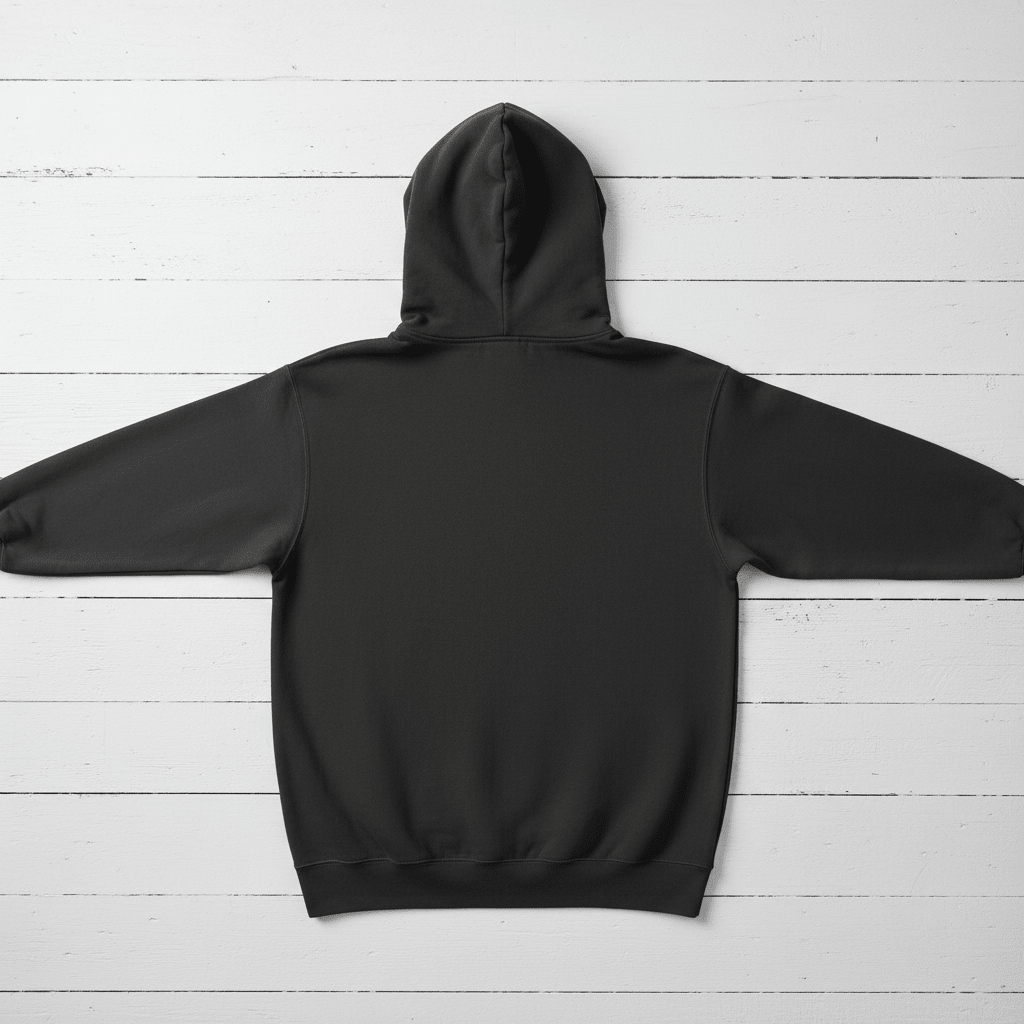 Pepper Flora-Bama hoodie plain back flat lay on whitewashed boards