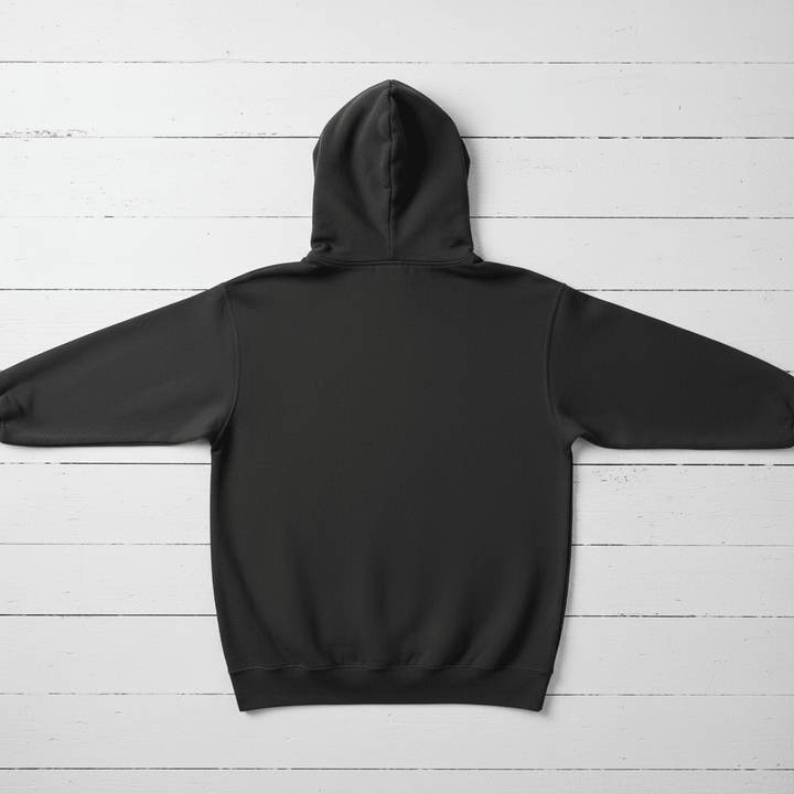 Pepper Flora-Bama hoodie plain back flat lay on whitewashed boards