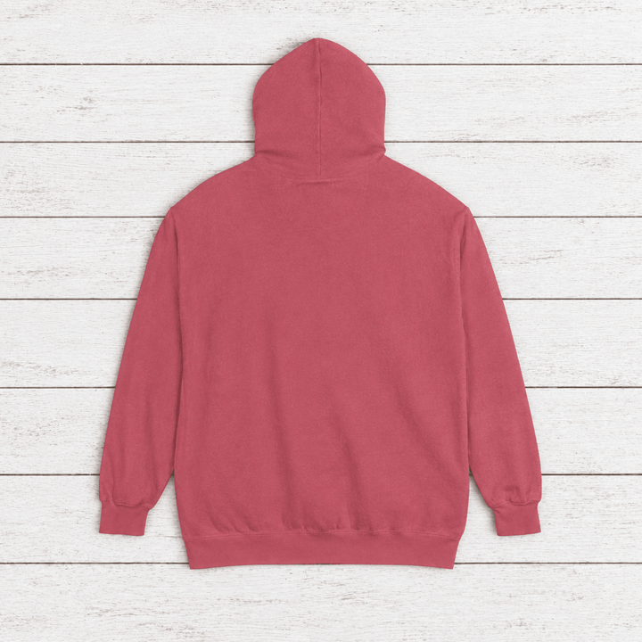 Moon Phases Vibes hoodie flat lay on whitewashed boards
