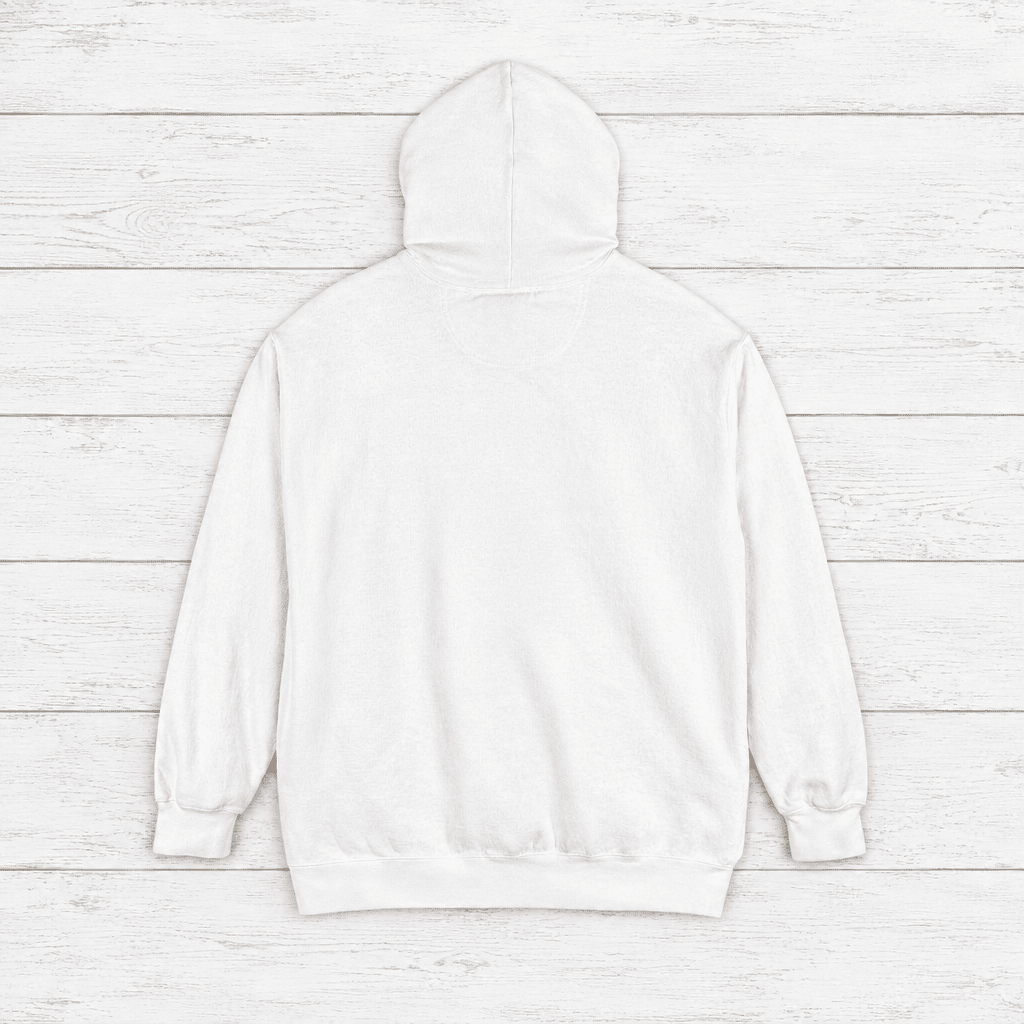 Pinecoast Diner hoodie flat lay on whitewashed boards