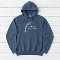 Salt Rooted Wheat  hoodie — front view of this garment-dyed coastal graphic pullover by Five Tides Apparel