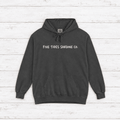Crimson Sardine Co. hoodie flat lay, back view — coastal logo pullover by Five Tides Apparel