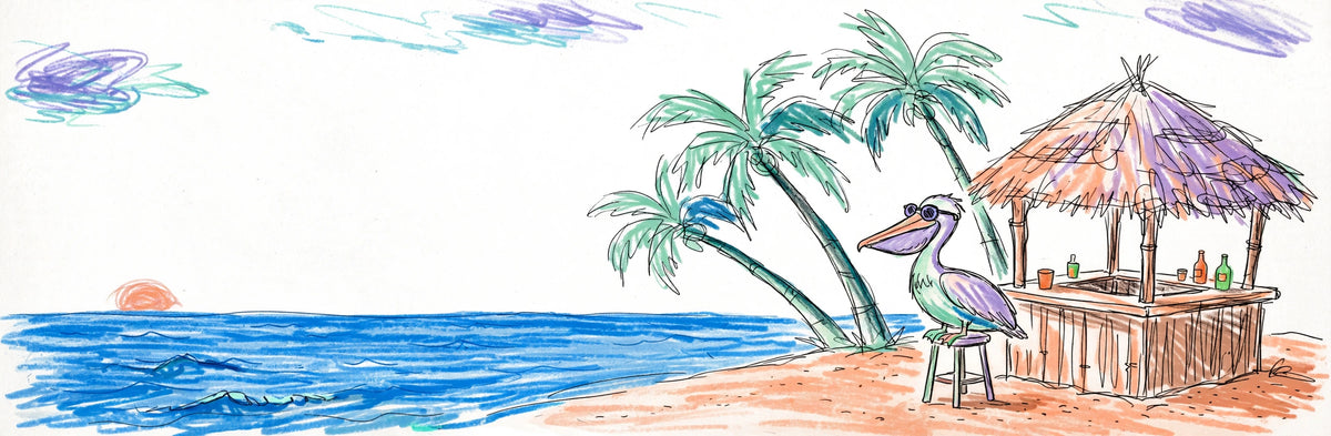 Five Tides hand-drawn tiki bar hero illustration