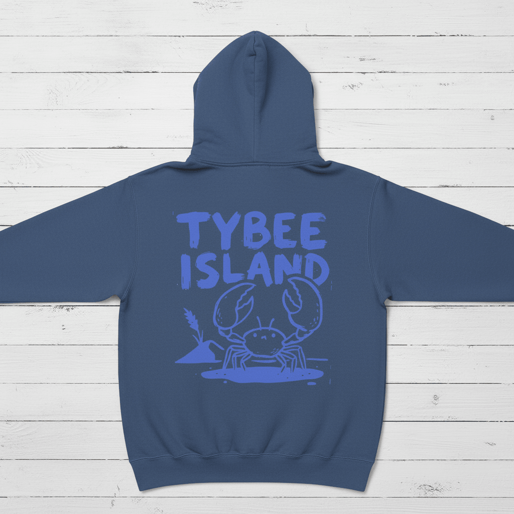 True Navy Tybee Island hoodie back flat lay