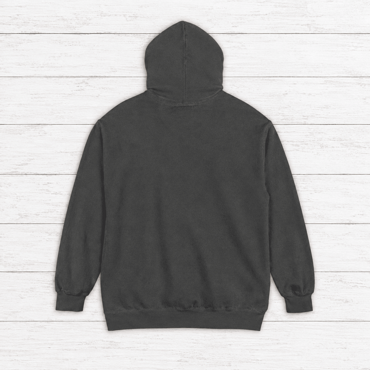 Virginia Oyster Tavern hoodie flat lay on whitewashed boards