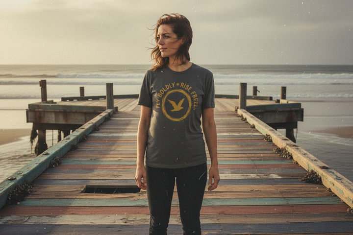 Fly Boldly Tee - Female Lifestyle Dock Scene
