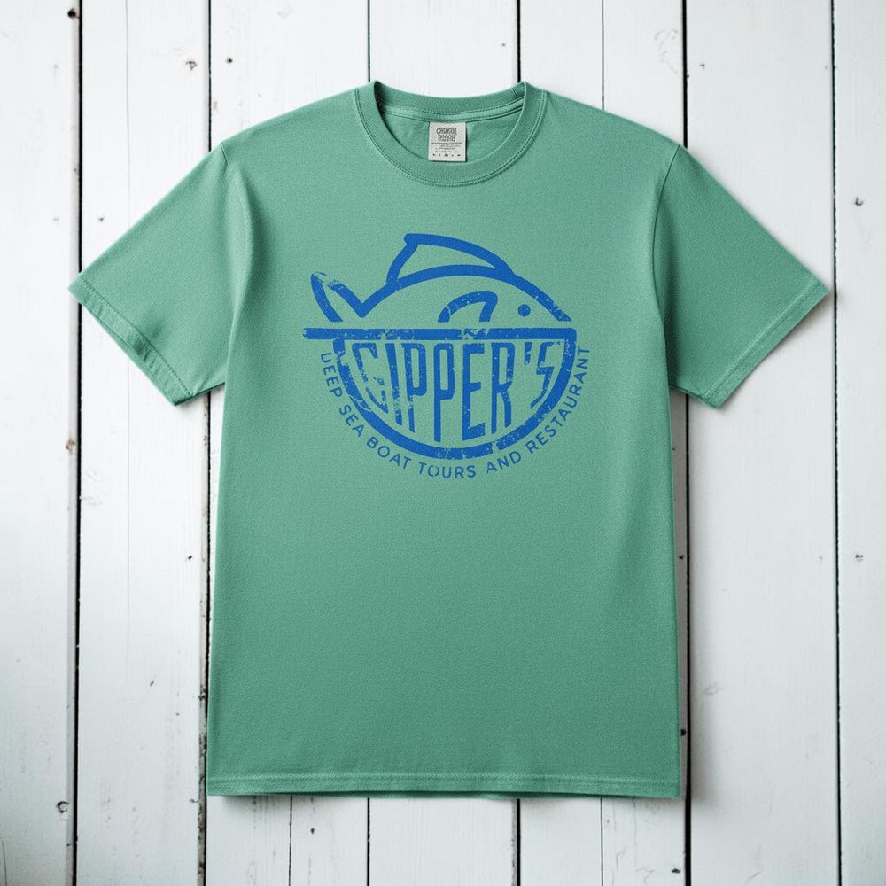 Gipper's Graphic Tee — Island Green on Colorful Driftwood