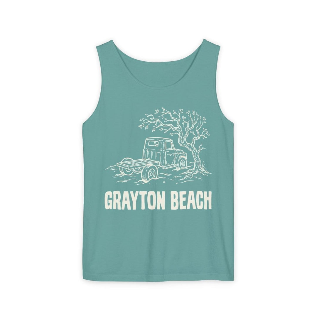 Grayton Beach Vintage Truck Tank | Garment-Dyed Coastal Graphic Tank Top - FIVE TIDES APPAREL