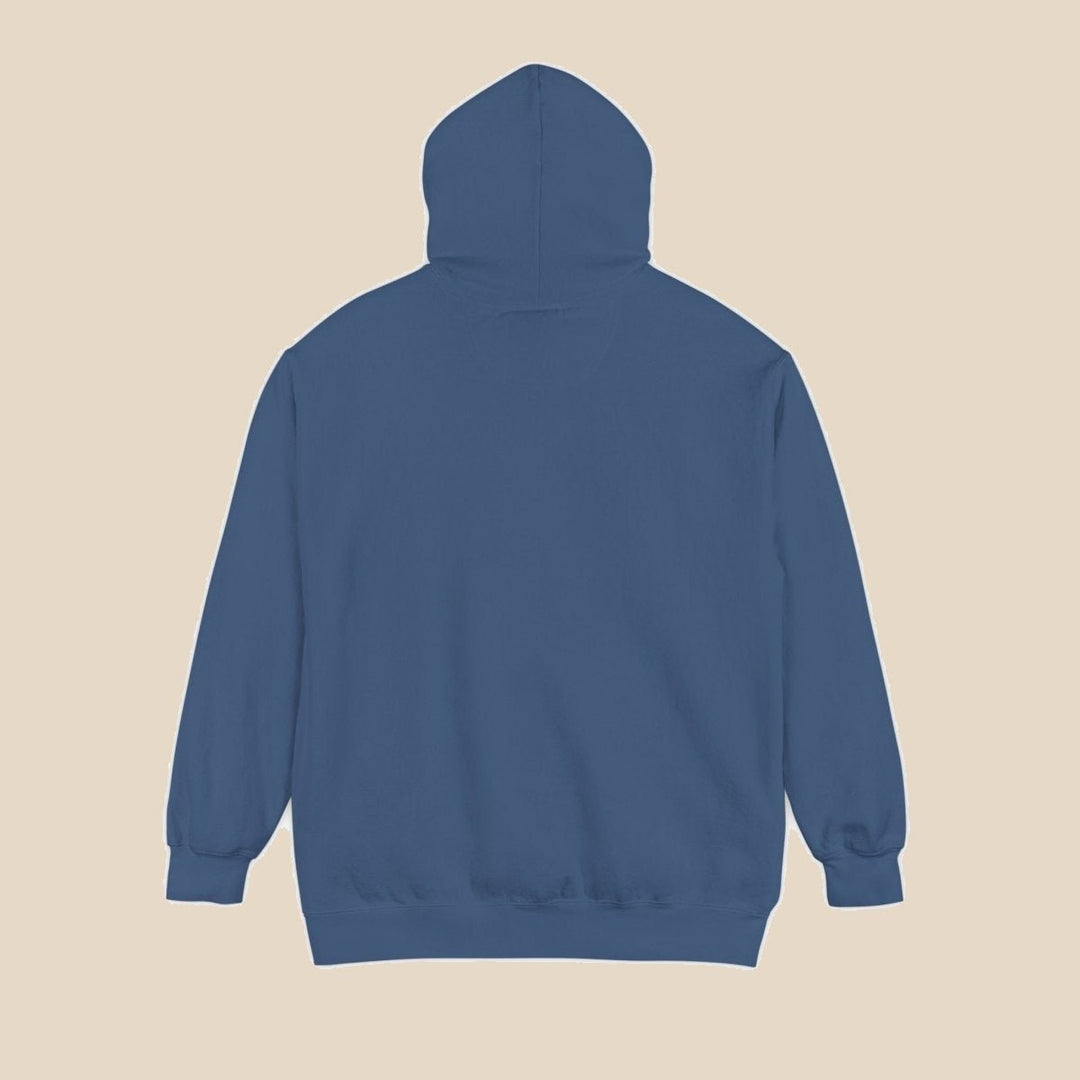 Hatteras Lighthouse hoodie — detail shot of this coastal graphic pullover by Five Tides Apparel