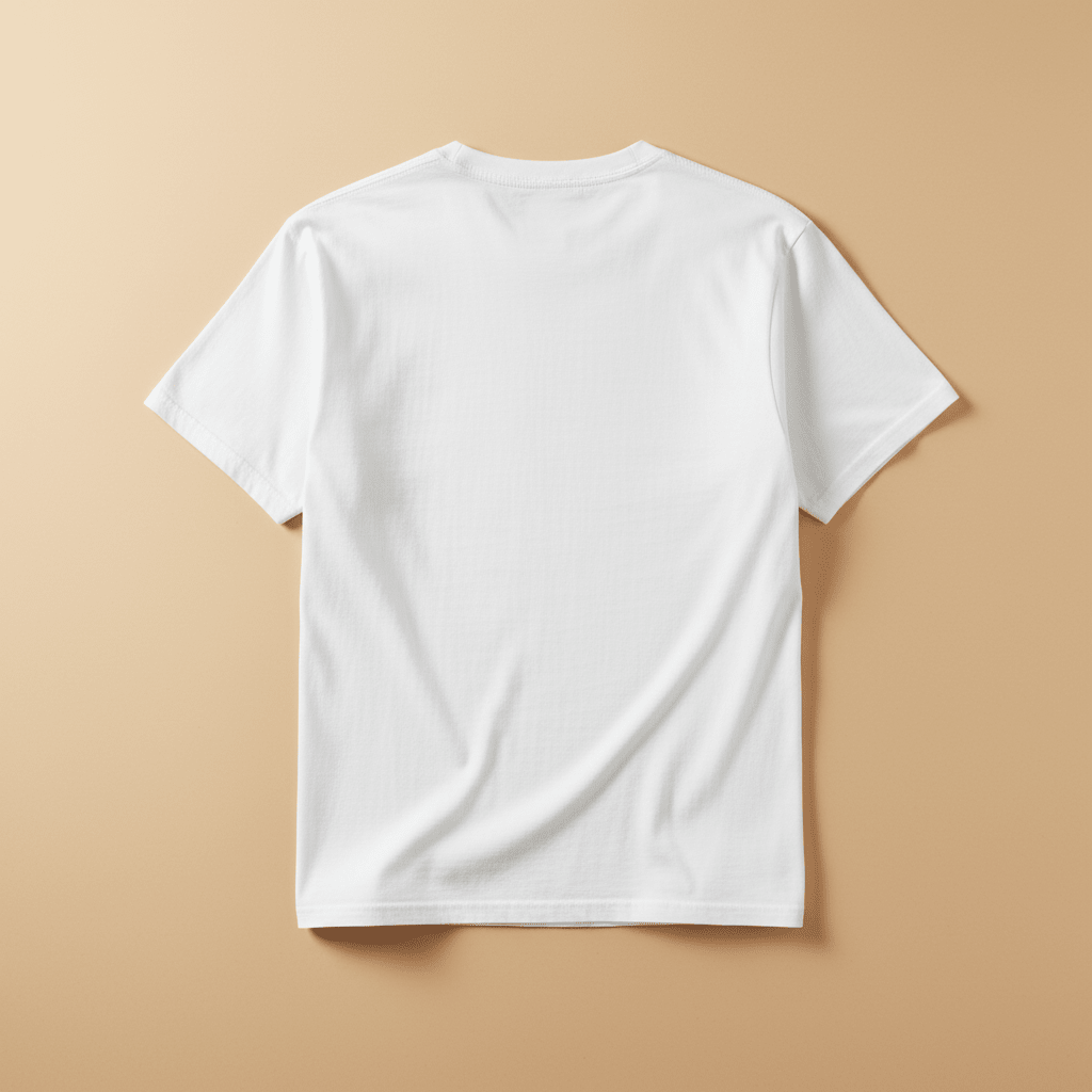 High Tide Happy Mode Tee in White — plain back, warm sand studio background