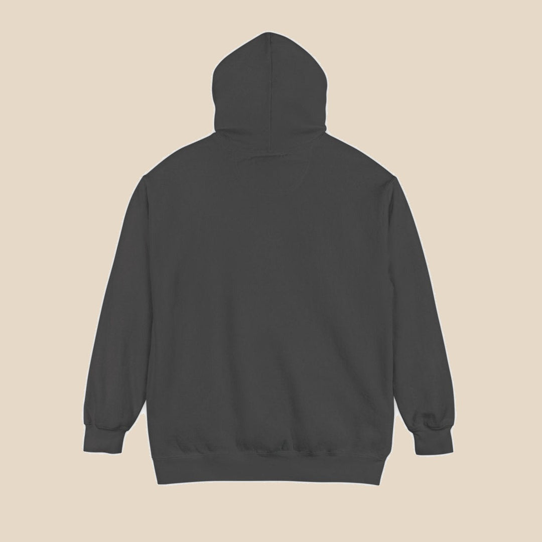 Hunting Island palm tree pepper hoodie back view — tropical palm graphic pullover by Five Tides Apparel