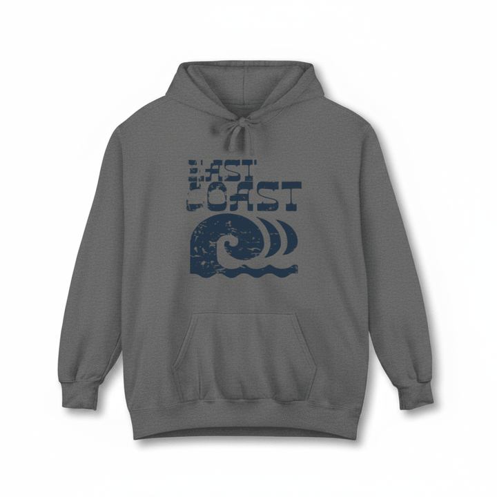Grey East Coast hoodie - ghost mannequin white background