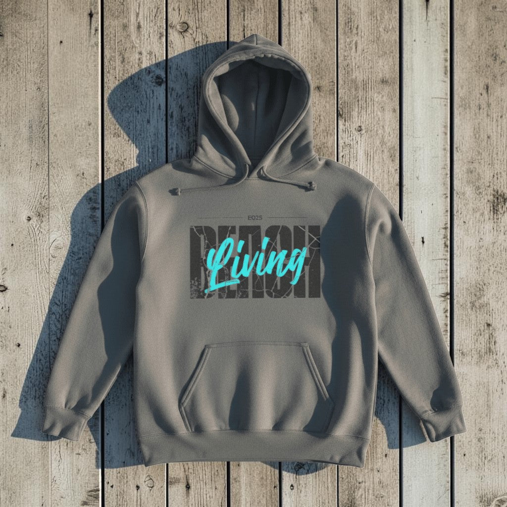 Grey Beach Living hoodie - white background
