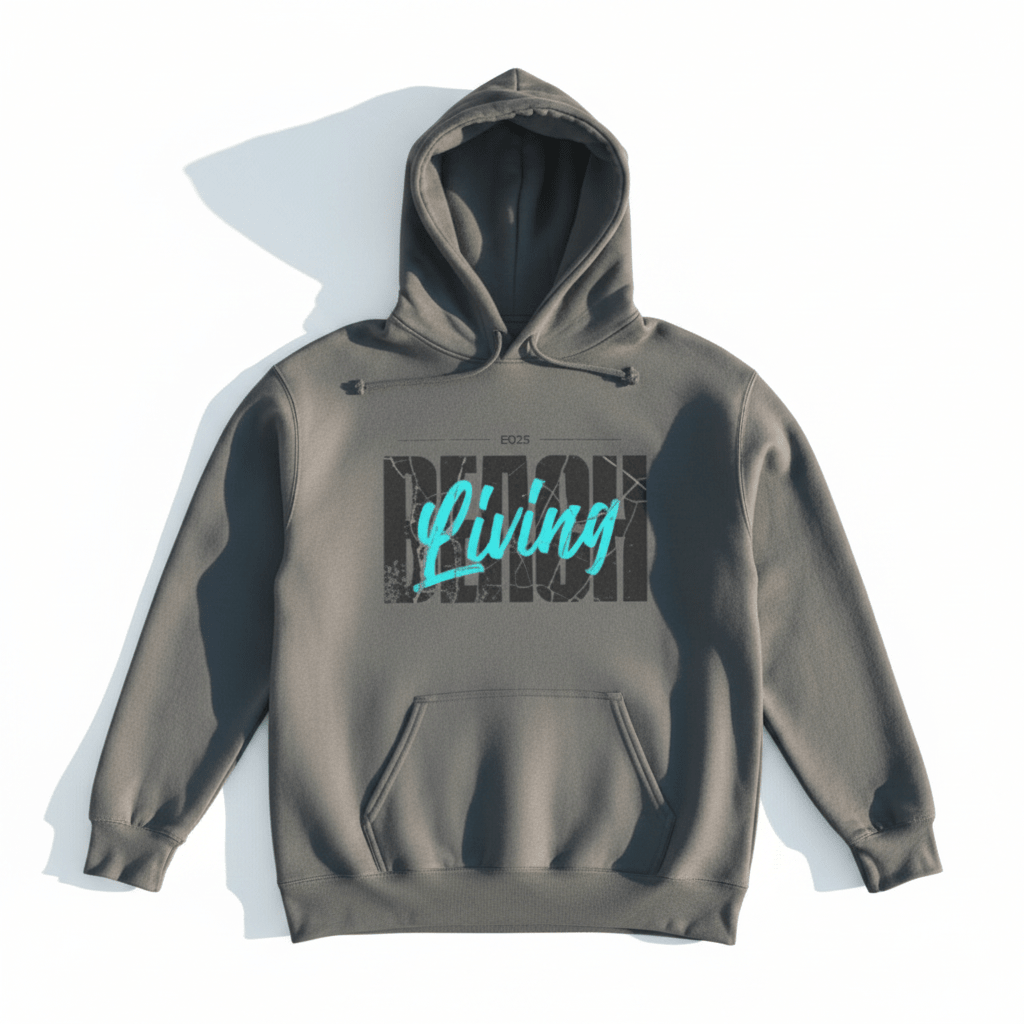Grey Beach Living hoodie - white background