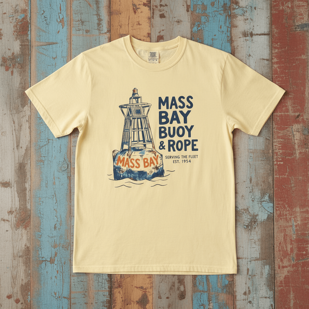 Mass Bay Buoy & Rope Graphic Tee — Banana on Colorful Driftwood
