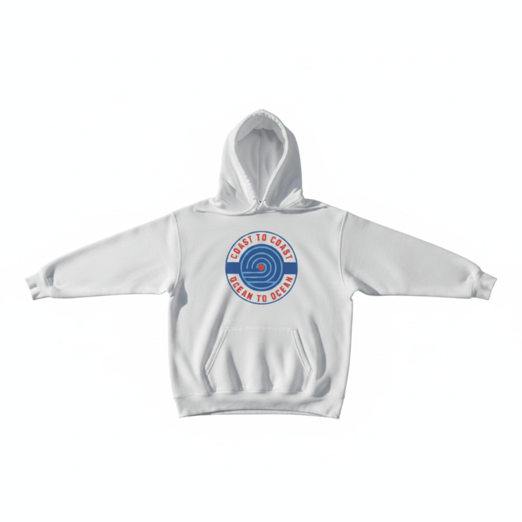 White Coast to Coast hoodie - flat lay white background