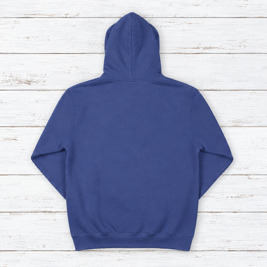 Coastal Vibes Beach hoodie flat lay on whitewashed boards