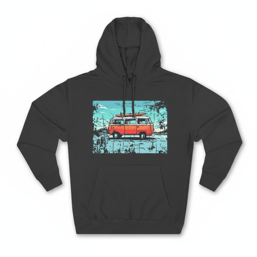 Charcoal VW surf van hoodie - white background