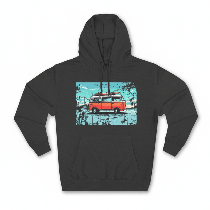 Charcoal VW surf van hoodie - white background