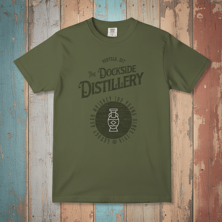 Vintage Dockside Distillery 100 Years Graphic Tee — Hemp on Colorful Driftwood