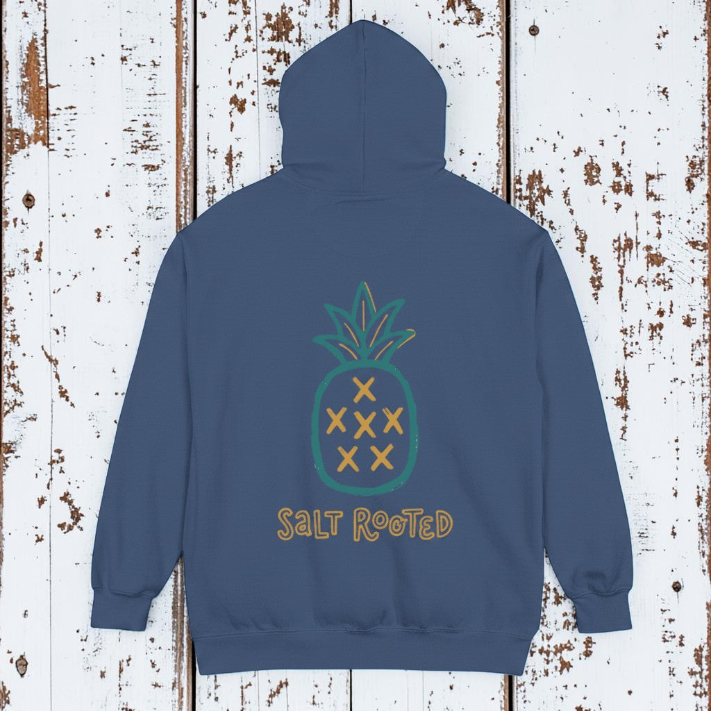 Blue Salt Rooted hoodie back - white background