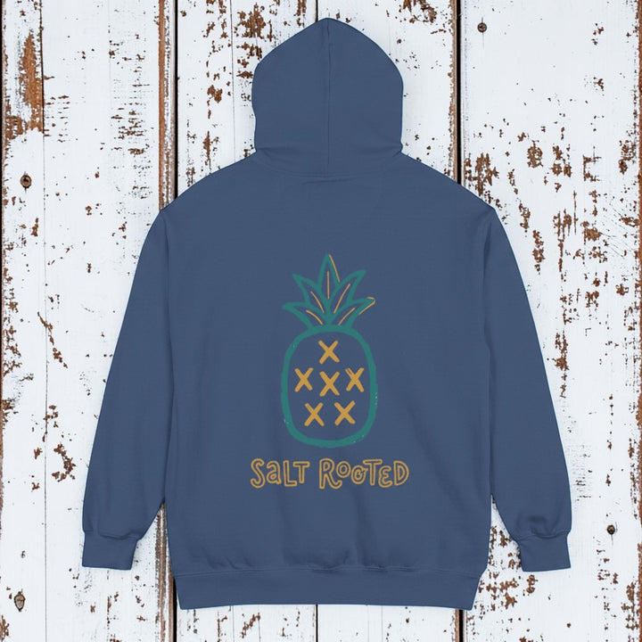 Blue Salt Rooted hoodie back - white background