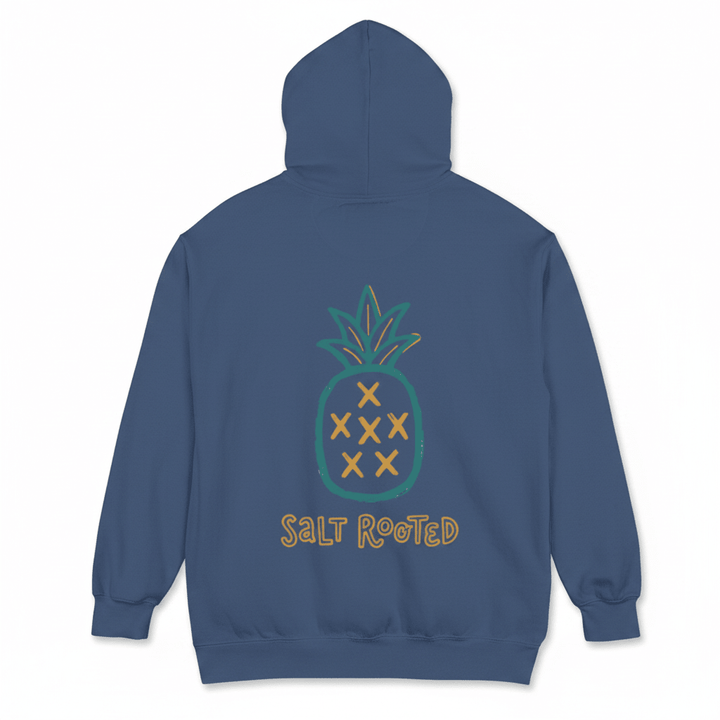 Blue Salt Rooted hoodie back - white background