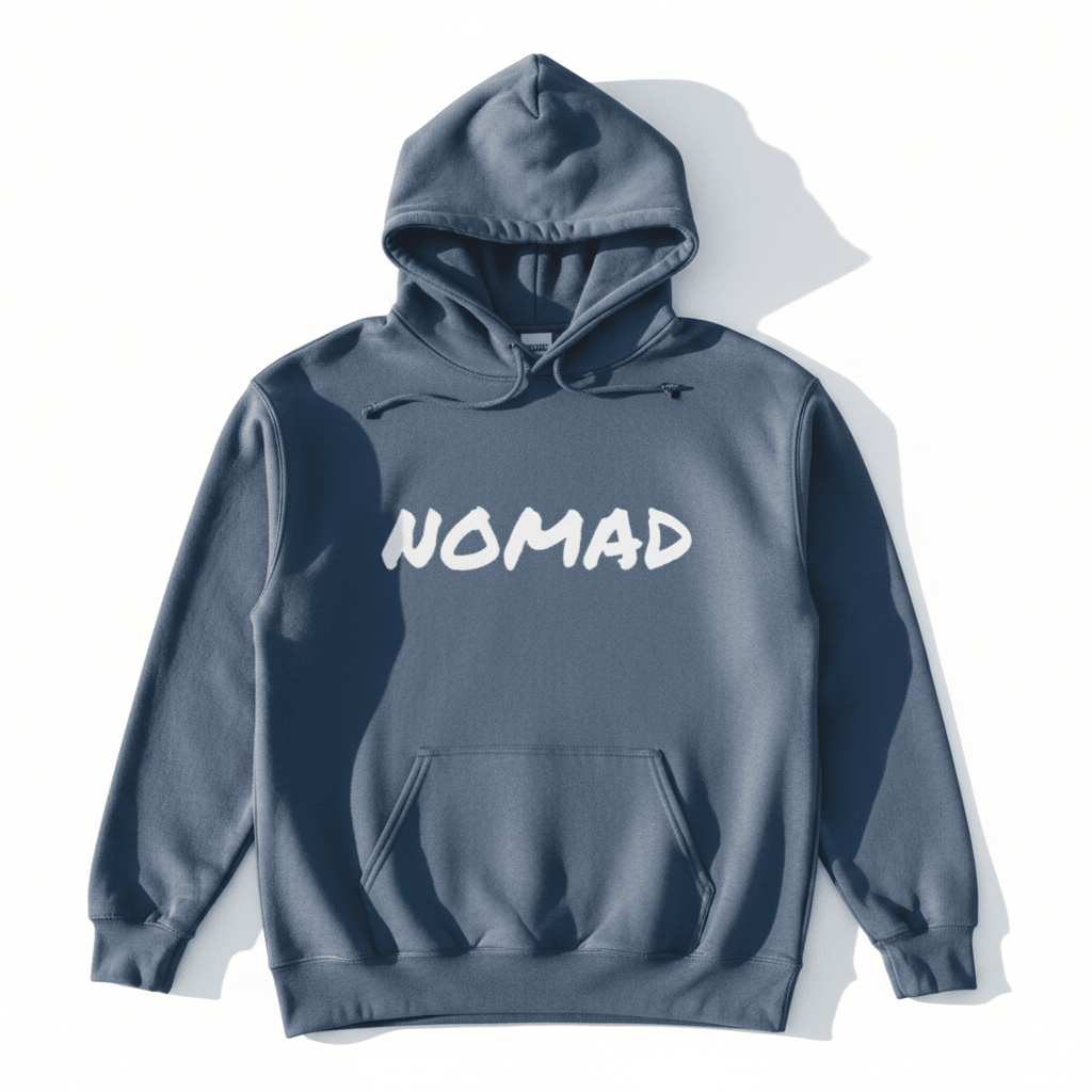 Blue NOMAD hoodie - white background