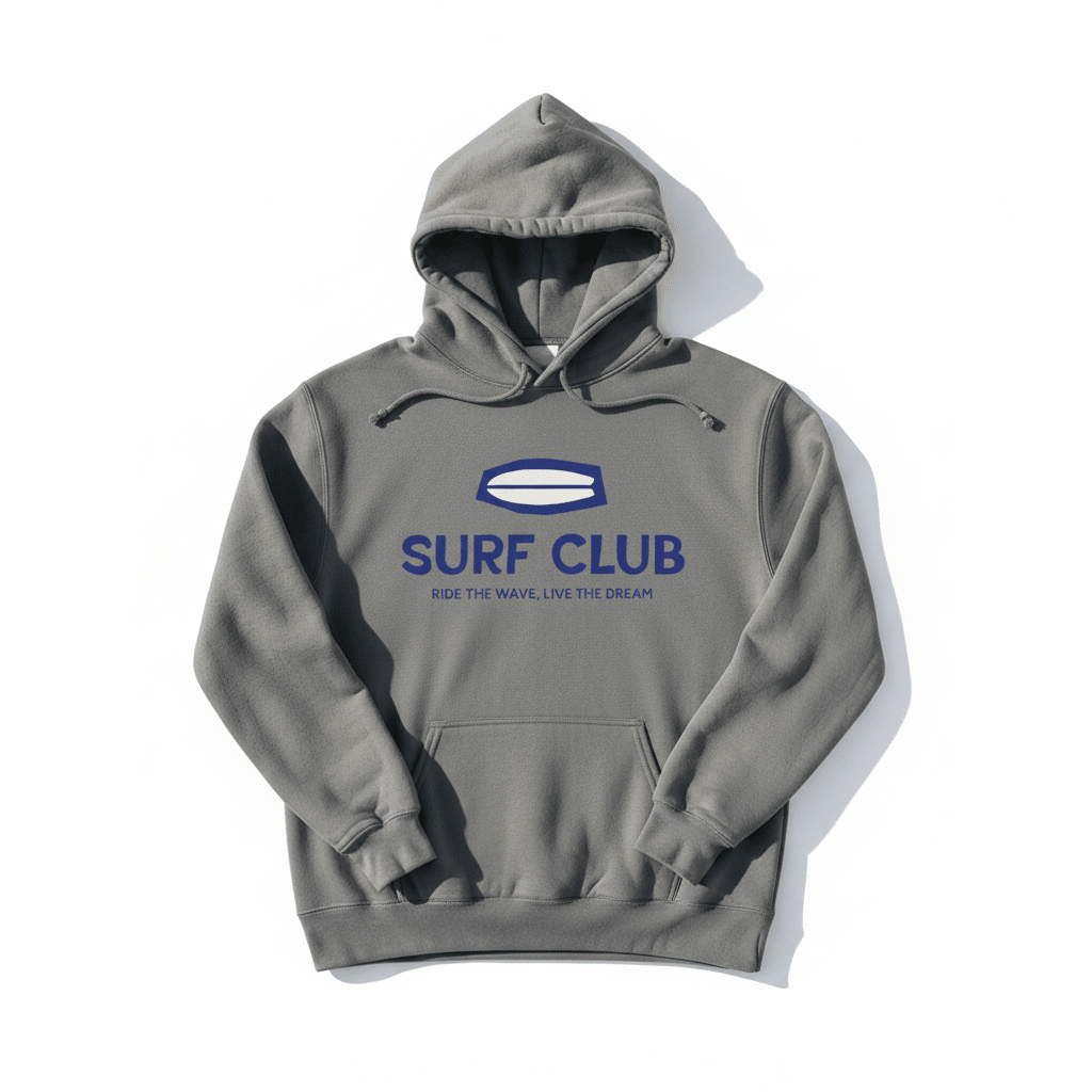 Grey Surf Club hoodie - white background