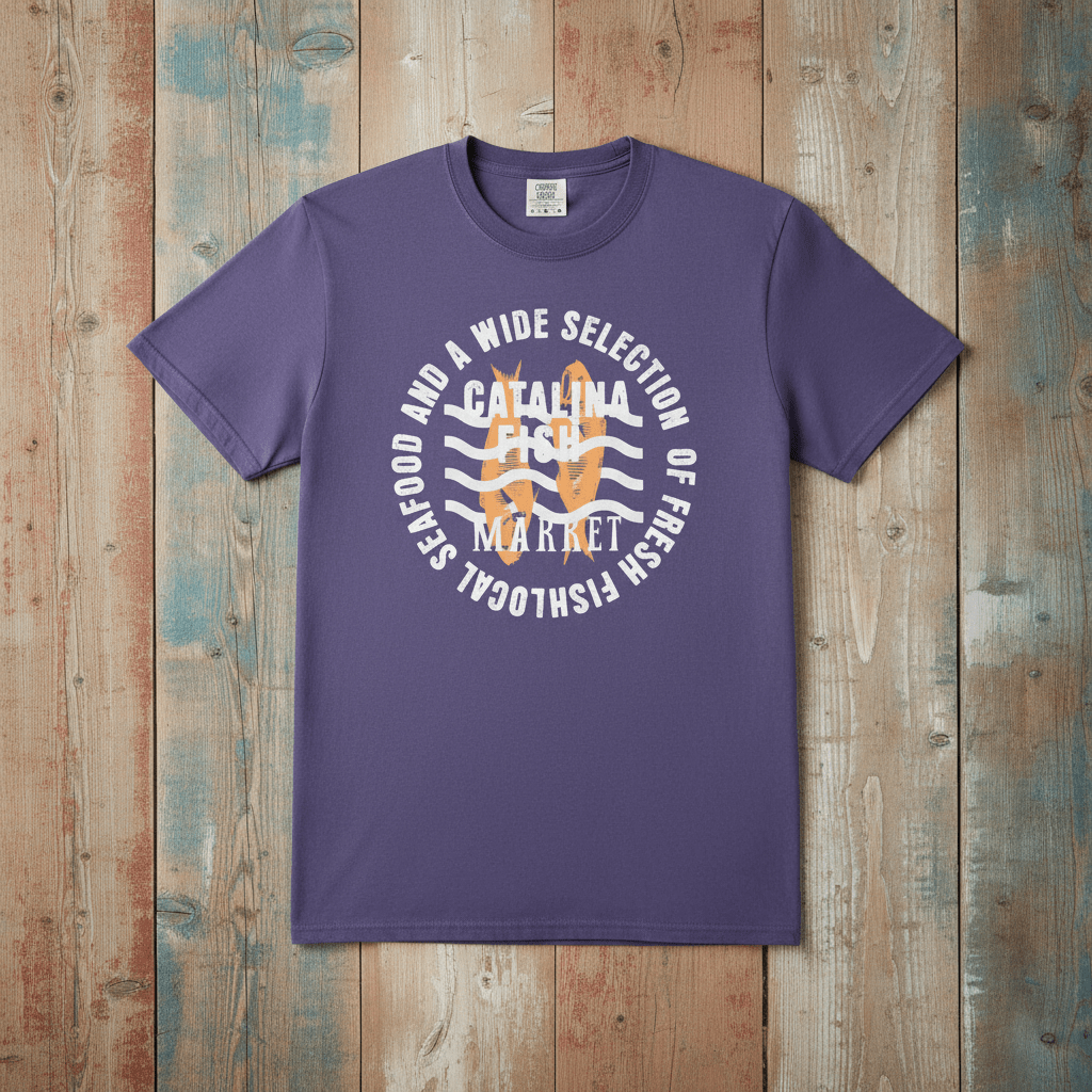 Catalina Fish Market Select Graphic Tee — Grape on Colorful Driftwood