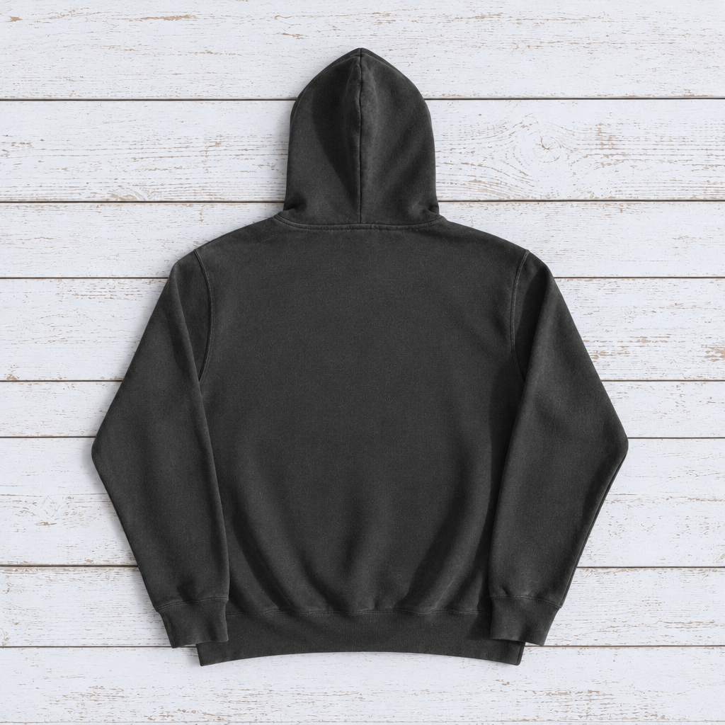 Coastal Lighthouse hoodie flat lay on whitewashed boards