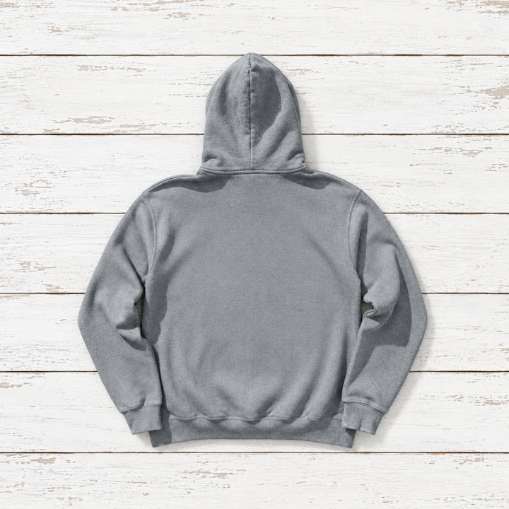 Coastal Vibes Beach hoodie flat lay on whitewashed boards