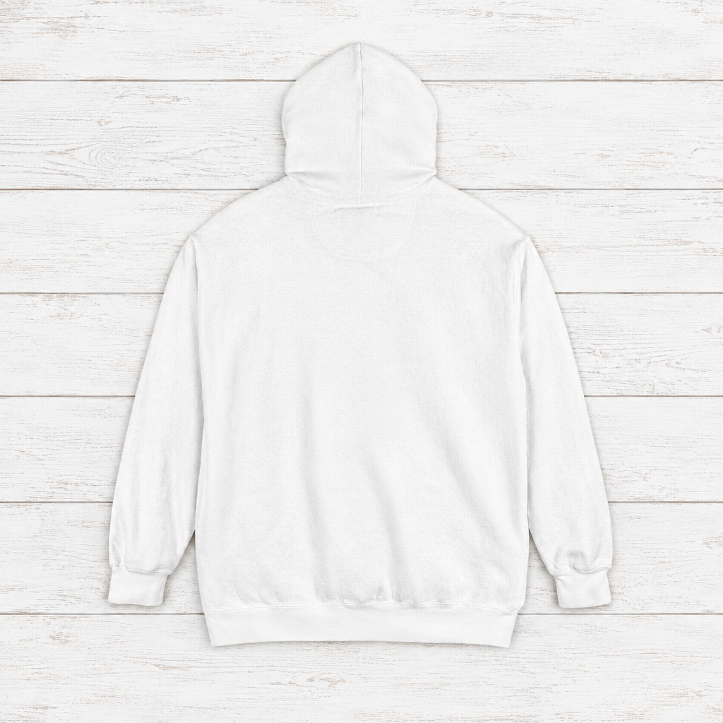 Pinecoast Diner hoodie flat lay on whitewashed boards